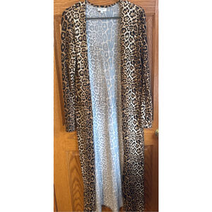 Women's Umgee Leopard Print Cardigan S Brown Black